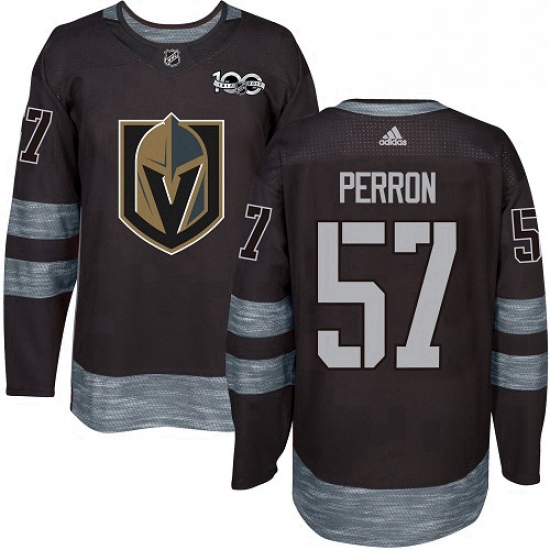 Mens Adidas Vegas Golden Knights 57 David Perron Authentic Black 1917 2017 100th Anniversary NHL Jer