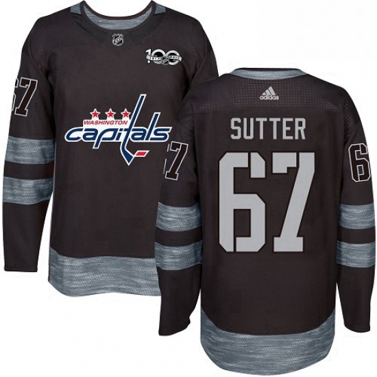 Mens Adidas Washington Capitals 67 Riley Sutter Authentic Black 1917 2017 100th Anniversary NHL Jers