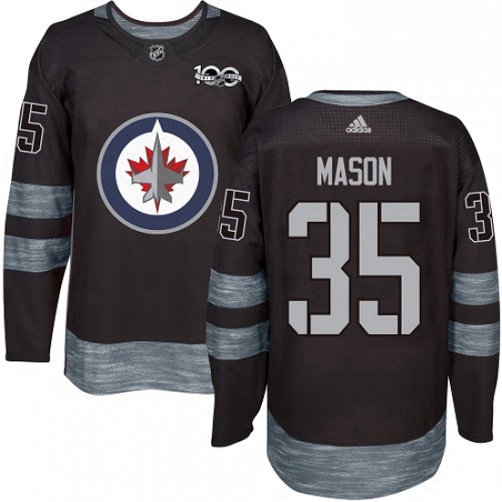 Mens Adidas Winnipeg Jets 35 Steve Mason Premier Black 1917 2017