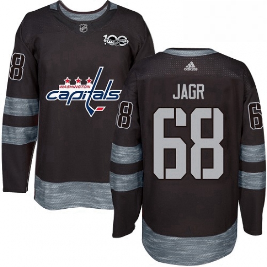 Mens Adidas Washington Capitals 68 Jaromir Jagr Authentic Black 1917 2017 100th Anniversary NHL Jers