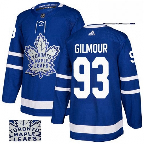 Mens Adidas Toronto Maple Leafs 93 Doug Gilmour Authentic Royal Blue Fashion Gold NHL Jersey