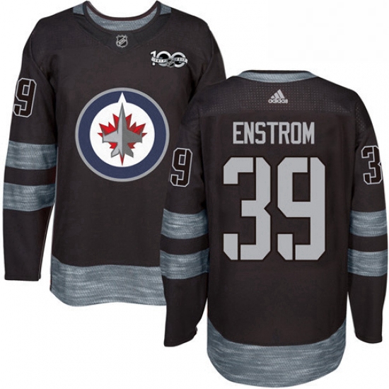 Mens Adidas Winnipeg Jets 39 Tobias Enstrom Premier Black 1917 2017 100th Anniversary NHL Jersey