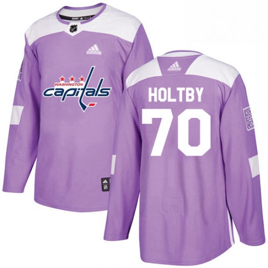 Mens Adidas Washington Capitals 70 Braden Holtby Authentic Purple Fights Cancer Practice NHL Jersey