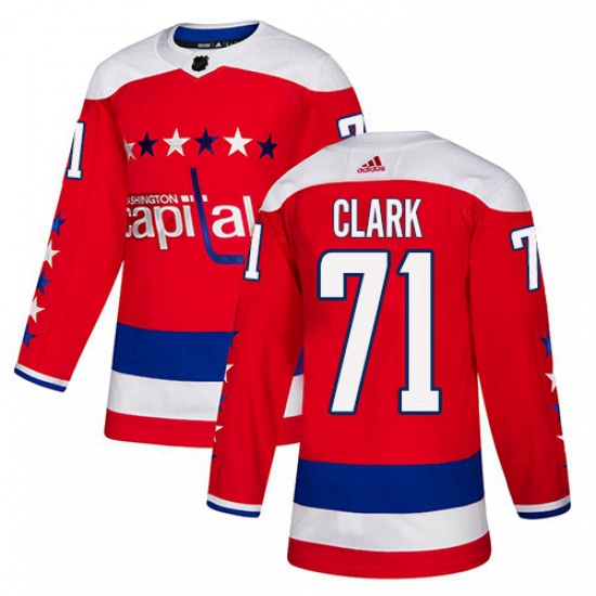 Mens Adidas Washington Capitals 71 Kody Clark Authentic Red Alternate NHL Jersey