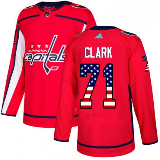 Mens Adidas Washington Capitals 71 Kody Clark Authentic Red USA 