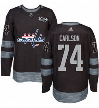 Mens Adidas Washington Capitals 74 John Carlson Authentic Black 1917 2017 100th Anniversary NHL Jers