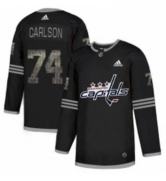 Mens Adidas Washington Capitals 74 John Carlson Black 1 Authentic Classic Stitched NHL Jersey