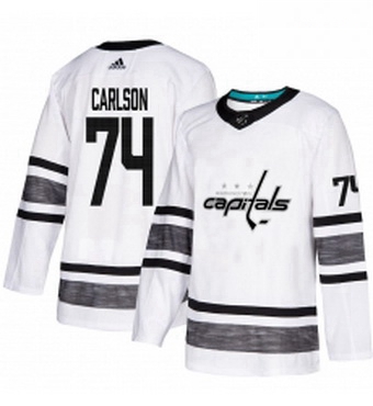 Mens Adidas Washington Capitals 74 John Carlson White 2019 All Star Game Parley Authentic Stitched N