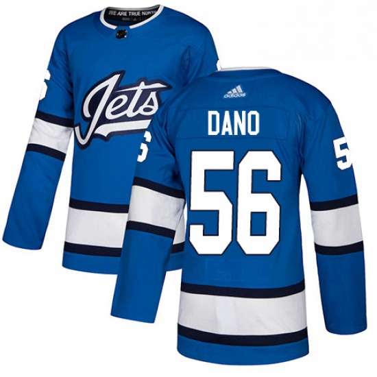 Mens Adidas Winnipeg Jets 56 Marko Dano Authentic Blue Alternate NHL Jersey