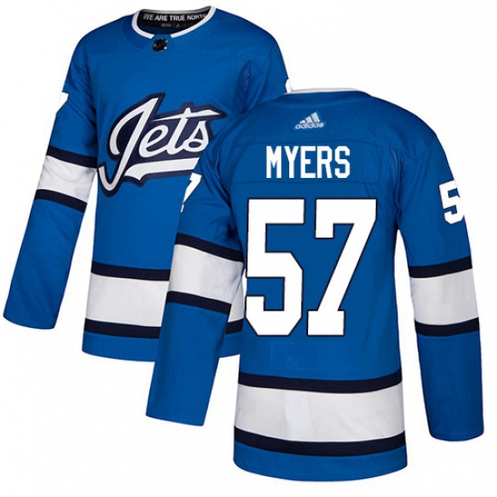 Mens Adidas Winnipeg Jets 57 Tyler Myers Authentic Blue Alternate NHL Jersey