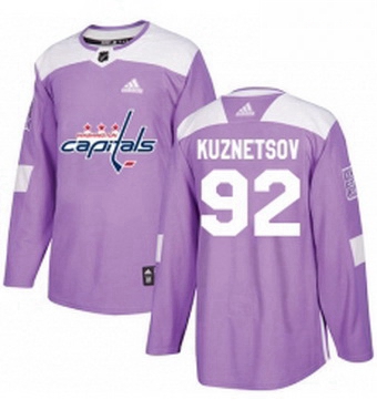 Mens Adidas Washington Capitals 92 Evgeny Kuznetsov Authentic Purple Fights Cancer Practice NHL Jers