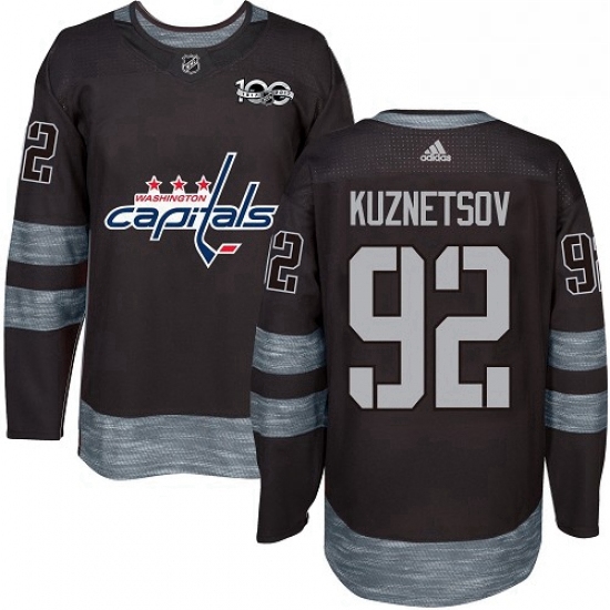 Mens Adidas Washington Capitals 92 Evgeny Kuznetsov Premier Black 1917 2017 100th Anniversary NHL Je