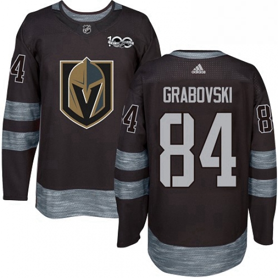 Mens Adidas Vegas Golden Knights 84 Mikhail Grabovski Authentic Black 1917 2017 100th Anniversary NH