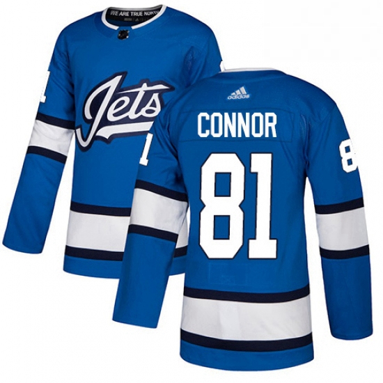 Mens Adidas Winnipeg Jets 81 Kyle Connor Authentic Blue Alternate NHL Jersey