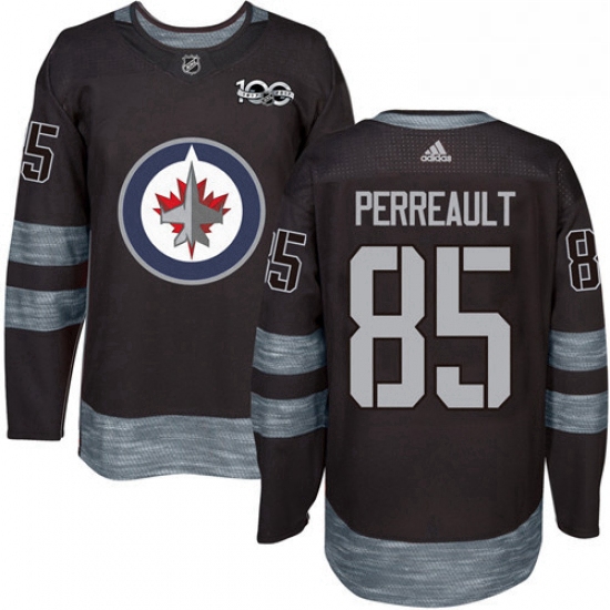 Mens Adidas Winnipeg Jets 85 Mathieu Perreault Authentic Black 1917 2017 100th Anniversary NHL Jerse