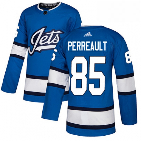 Mens Adidas Winnipeg Jets 85 Mathieu Perreault Authentic Blue Alternate NHL Jersey