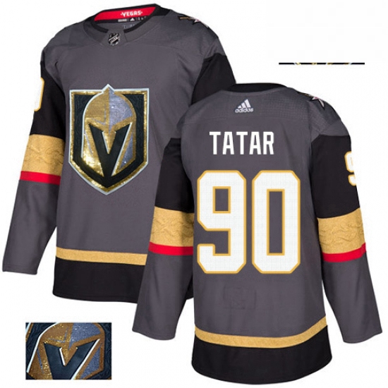 Mens Adidas Vegas Golden Knights 90 Tomas Tatar Authentic Gray Fashion Gold NHL Jersey
