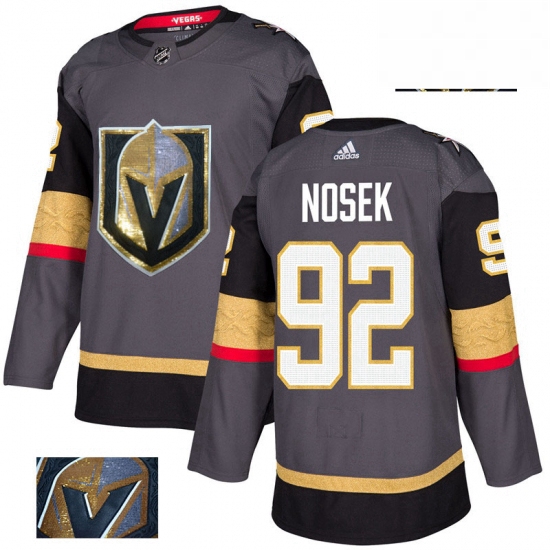 Mens Adidas Vegas Golden Knights 92 Tomas Nosek Authentic Gray Fashion Gold NHL Jersey