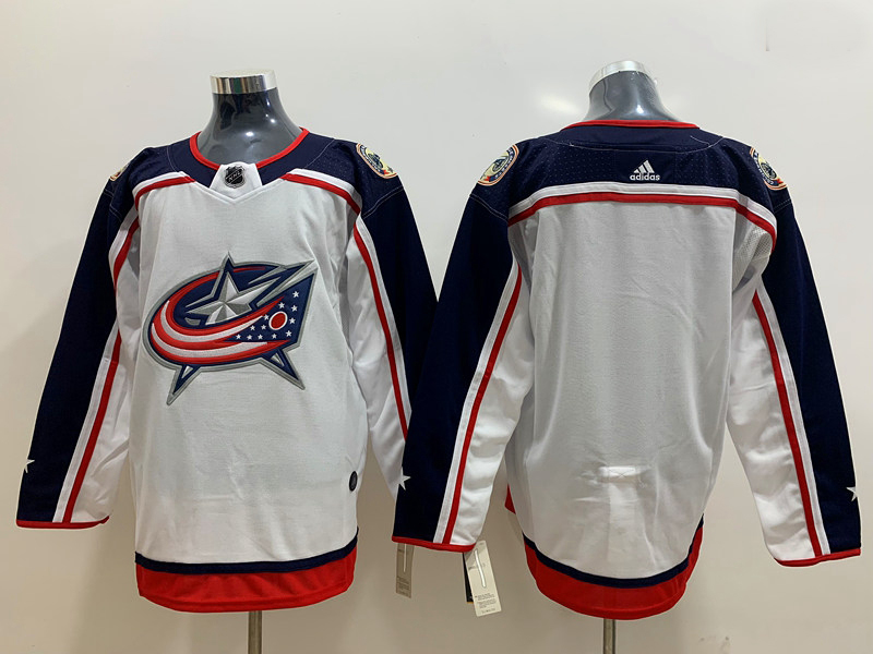 Blue Jackets Blank White Adidas Jersey