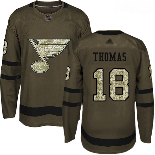 Blues #18 Robert Thomas Green Salute to Service Stitched Hockey 