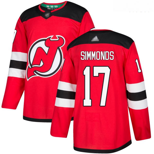 Devils #17 Wayne Simmonds Red Home Authentic Stitched Hockey Jer