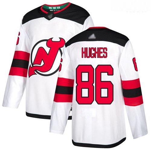 Devils #86 Jack Hughes White Road Authentic Stitched Hockey Jers