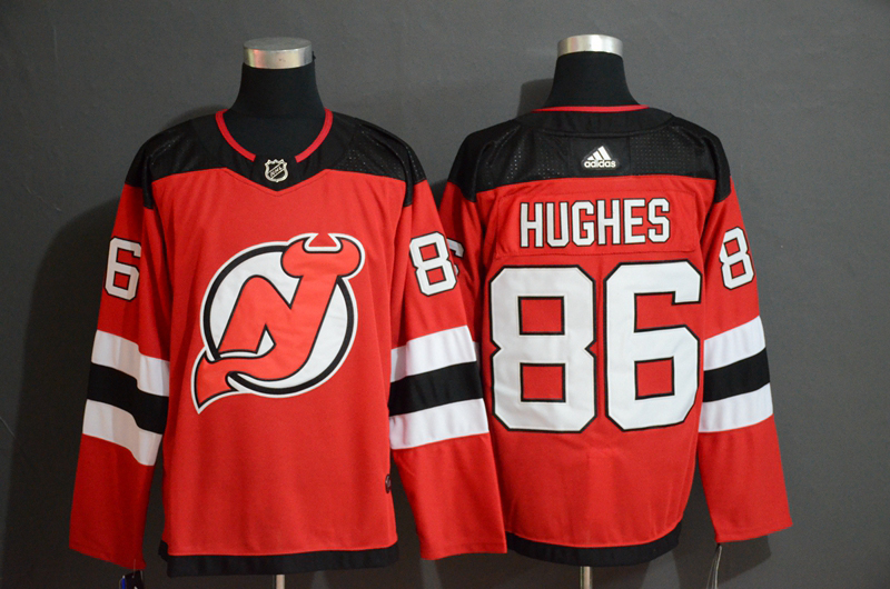 Devils 86 Jack Hughes Red Adidas Jersey 2