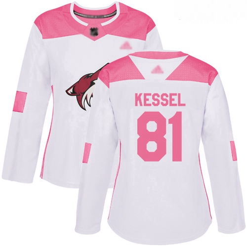 Coyotes #81 Phil Kessel White Pink Authentic Fashion Women Stitched Hockey Jersey