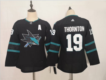 Youth Sharks 19 Joe Thornton Black Youth Adidas Jersey