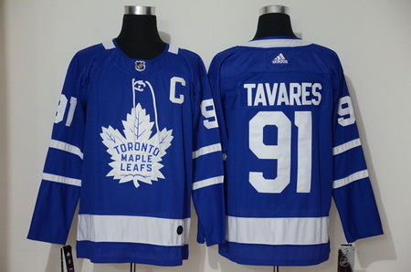 Men Toronto Maple Leafs 91 John Tavares With C Patch Royal Blue Home Stitched Adidas NHL Jersey