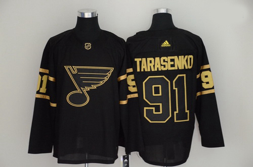 Blues 91 Vladimir Tarasenko Black Gold Adidas Jersey