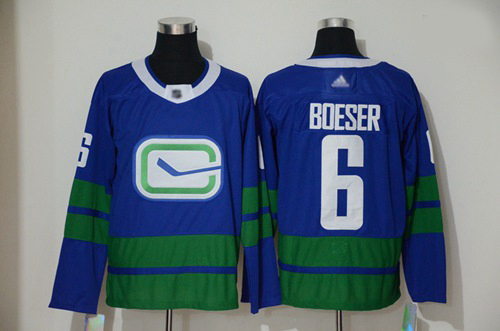 Canucks 6 Brock Boeser Blue Alternate Authentic Stitched Hockey Jersey