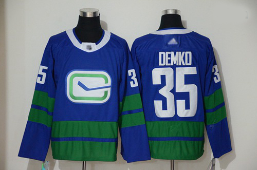 Canucks 35 Thatcher Demko Blue Alternate Authentic Stitched Hockey Jersey