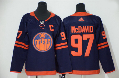 Oilers 29 Connor McDavid Navy Women 50th Anniversary Adidas Jersey