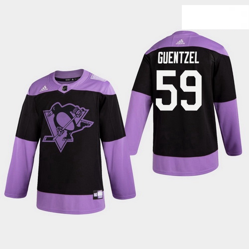 Penguins 59 Jake Guentzel Fights Cancer Practice Black Jersey