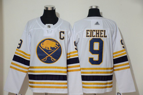 Sabres 9 Jack Eichel White 50th Season Authentic Stitched Hockey Jersey