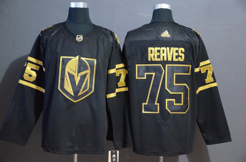 Vegas Golden Knights 75 Ryan Reaves Black With Special Glittery Logo Adidas Jersey