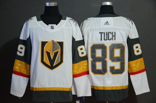 Vegas Golden Knights 89 Alex Tuch White With Special Glittery Logo Adidas Jersey