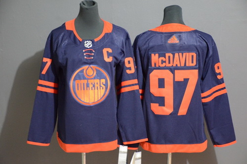 Women Oilers 29 Connor McDavid Navy 50th Anniversary Adidas Jersey