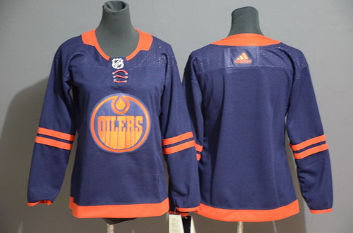 Women Oilers Blank Navy 50th Anniversary Adidas Jersey