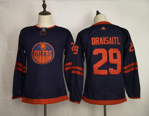 Youth Oilers 29 Leon Draisaitl Navy 50th Anniversary Adidas Jersey