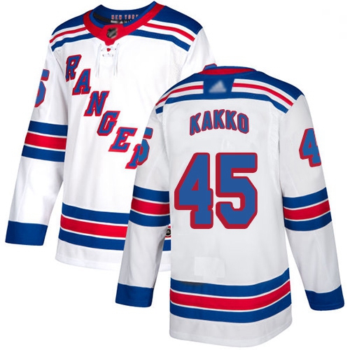 Youth Rangers 45 Kaapo Kakko White Road Authentic Stitched Hockey Jersey