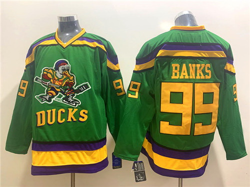 Ducks 99 Adam Banks Green CCM Jersey