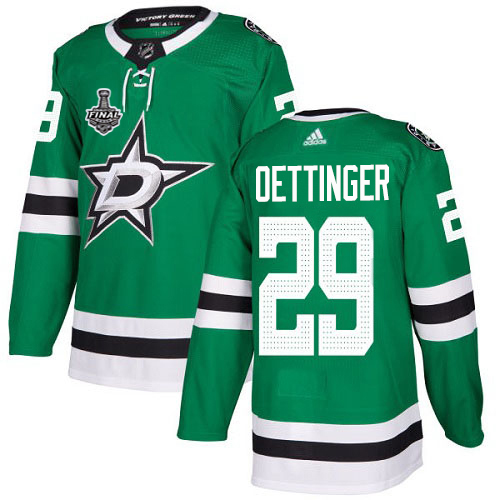 Men Adidas Dallas Stars 29 Jake Oettinger Green Home Authentic 2020 Stanley Cup Final Stitched NHL J