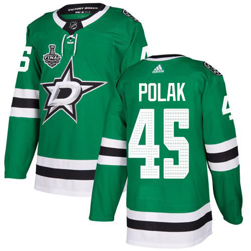 Men Adidas Dallas Stars 45 Roman Polak Green Home Authentic 2020 Stanley Cup Final Stitched NHL Jers