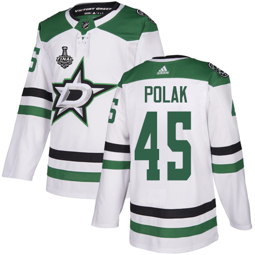 Men Adidas Dallas Stars 45 Roman Polak White Road Authentic 2020 Stanley Cup Final Stitched NHL Jers