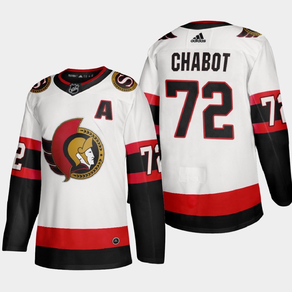 Ottawa Senators 72 Thomas Chabot Men Adidas 2020 21 Authentic Player Away Stitched NHL Jersey White