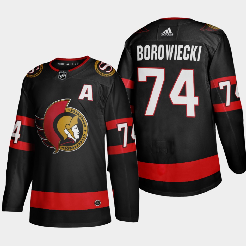 Ottawa Senators 74 Mark Borowiecki Men Adidas 2020 21 Authentic Player Home Stitched NHL Jersey Blac