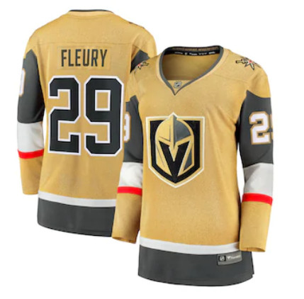 Women Vegas Golden Knights Marc Andre Fleury Fanatics Branded Gold 2020 21 Alternate Premier Breakaw