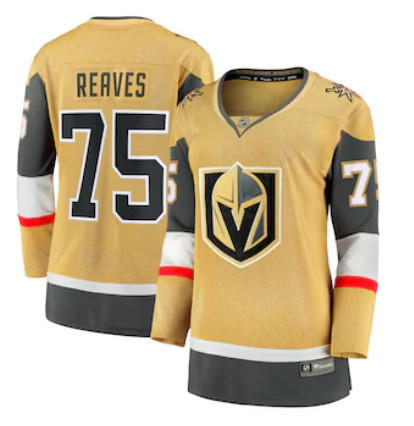 Women Vegas Golden Knights Ryan Reaves Fanatics Branded Gold 2020 21 Alternate Premier Breakaway Pla